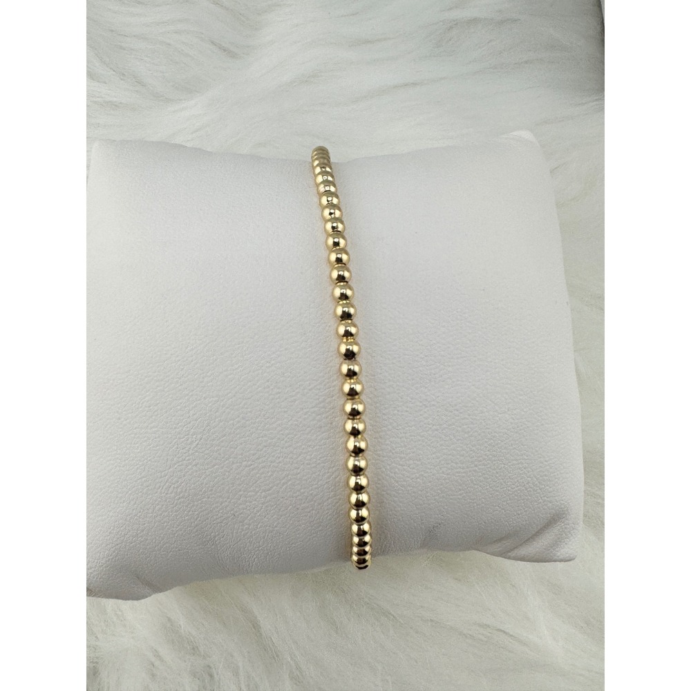 Gold Plated Small Bead Adjustable Slider Bracelet Box Chain Polished Round Beads